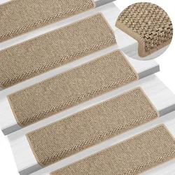 Samolepilne preproge za stopnice sisal 15 kosov 65x21x4 cm