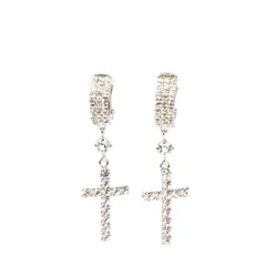 Addicted2 Uhani Bellona croce orecchini con strass placcato argento platin