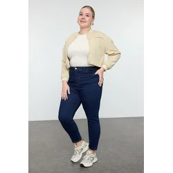 Trendyol Curve Dark Blue High Waist Plus Size Skinny Jeans
