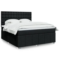 VIDAXL Box spring postelja z vzmetnico črna 180x200 cm blago