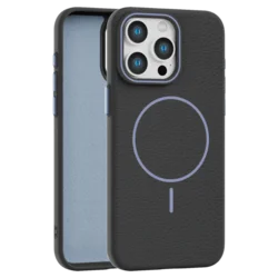 Leather Grip MagSafe maska za iPhone 15 Pro Max - Crna