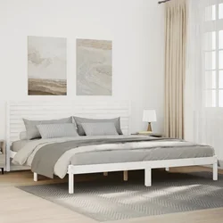 Dugi okvir kreveta bez madraca bijeli 200 x 210 cm masivno drvo