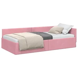 Vidaxl Kotna postelja z vzglavjem Roza 90 cm x 190 cm Žamet