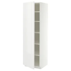 METOD Visoki element s policama, bela/VOXTORP bela visokog sjaja vertikalna ručka, 60x60x200 cm