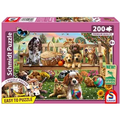 Schmidt - Puzzle Vrtni piknik za pse in mačke - 200 kosov