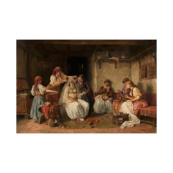 Canvas Slika na platnu Kićenje Neveste-Paja Jovanović, 150x100 cm