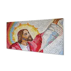 tulup.si Steklena slika Mozaik jezus 140x70 cm 2 obešalnika