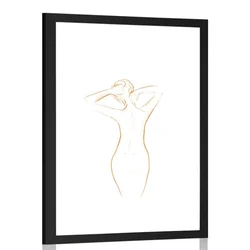 Plakat s paspartujem linije ženskega telesa - 60x90 black