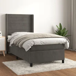 Vidaxl Box spring postelja z vzmetnico temno siva 100x200 cm žamet