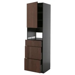 METOD/KNIVSHULT Visoka omara za vgrad gspd aparate, črno siva/Sinarp rjava, 60x60x220 cm
