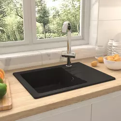 Sudoper s otvorom protiv prelijevanja ovalni crni granitni