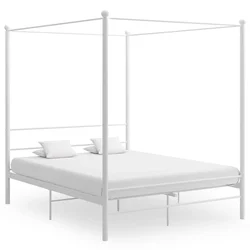 Okvir za krevet s nadstrešnicom bijeli metalni 160 x 200 cm
