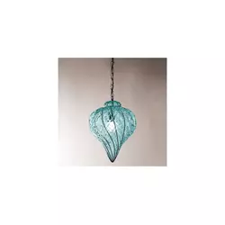 SIRU - Luster na lancu GOCCIA 1xE27/60W/230V O 25 cm plavo/smeđe venecijansko staklo