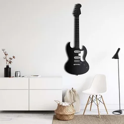 WallXpert metalni zidni ukras 5067, silueta električne gitare, 30 x 91 cm, crni