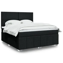 VIDAXL Box spring postelja z vzmetnico črna 180x200 cm blago