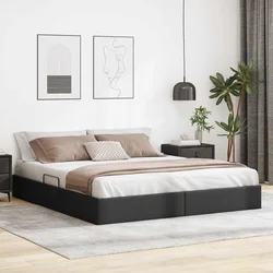 vidaXL Ottomanska postelja Črna 160 x 200 cm Umjetno usnje