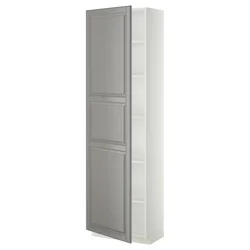 METOD Visoki element s policama, bela/Bodbyn siva, 60x37x200 cm