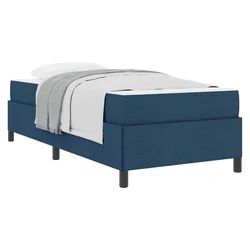 Vidaxl Postelja z vzmetnico Modra 90 x 200 cm blago