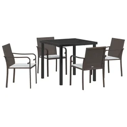 Vrtni set za objed 5 pcs Smeđa i crna PE ratan