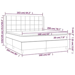 Vidaxl Box spring postelja z vzmetnico LED črna 160x200 cm žamet