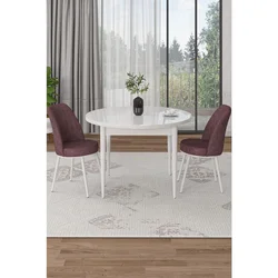 Hanah Home trpezarijski set Tor, sto i 2 stolice, bela ploča, puder roze tkanina Babyface
