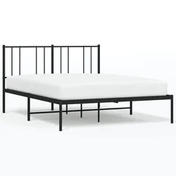Vidaxl Kovinski posteljni okvir z vzglavjem črn 135x190 cm