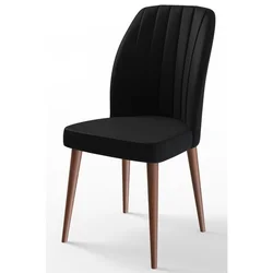Hanah Home set trpezarijskih stolica Etra 6 kom, crna tkanina Jerry, drvene noge boje oraha