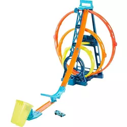 Hot Wheels dirkalna steza z dirkalnim avtom Track Builder, trojni krog