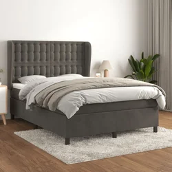 shumee Box spring postelja z vzmetnico temno siva 140x200 cm žamet