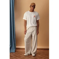 Trendyol Muška majica Tmnss25Ts00191, Krem