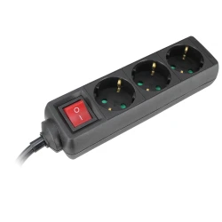 COMMEL Produžni Kabl 3 Utičnice Sklop 16A 3500W Crna 1.4m H05VV-F 3G1