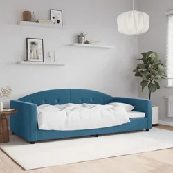 Vidaxl Raztegljiva postelja modra 100x200 cm žamet