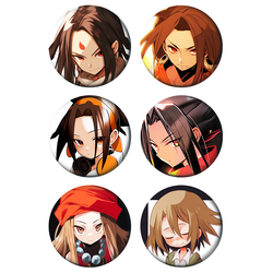 Set bedževa Anime Shaman king, 37 mm, 6 kom