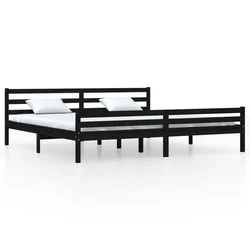 Okvir za krevet od masivnog drva crni 200 x 200 cm