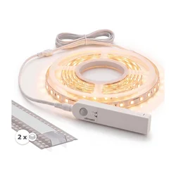 KOMPLET 1x LED traka sa senzorom FLEX LED/3,6W/4xAA 2 m + 2x ugradni profil 1 m