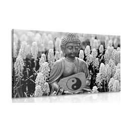 Slika jin in jang Buda v črnobeli izvedbi - 150x100