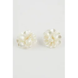 DEFACTO Womens Flower Patterned White Earrings