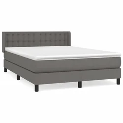 Vidaxl Box spring postelja z vzmetnico siva 140x200 cm umetno usnje