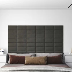 vidaXL Stenska glavna postelja 12 pcs Temno siva 30 x 15 cm Žamet