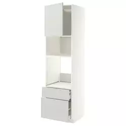 METOD / MAXIMERA Vis.el.pećn./mikrotal. s vrat/2fiok, bela/Aspudden svetlosiva, 60x60x220 cm