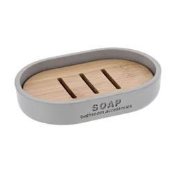 Posuda za sapun poliresin siva/bambus tendance