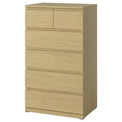 STORKLINTA Komoda sa 6 fioka, im. hrastovine, 70x50x120 cm