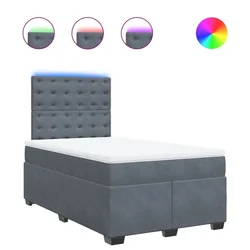Vidaxl Box spring postelja z vzmetnico temno siva 120x200 cm žamet