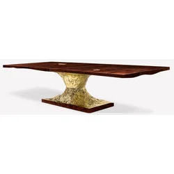Casa Padrino Luxury Designer Dining Table Brown/Gold 450 x 150 x H. 76 cm - Rectangular Dining Table - Italian Luxury Dining Room Furniture - Luxury Furnishings - Luxury Quality - Made in Italy