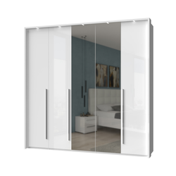 JELA Plakar sa dva ogledala P5B-2OG/PN - kolekcija Piano - Kristalno bela/Kristalno Bela HG Lak - 232x226x60 cm