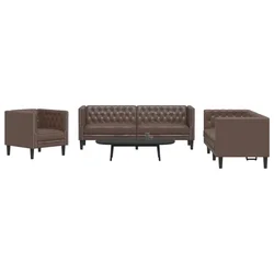 Chesterfield garnitura od 3 dijela, smeđa, umjetna koža