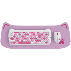 CANYON HSET-W6 EN/AD Keyboard+Mouse Kitty Edition AAA+?? Wireless Pink