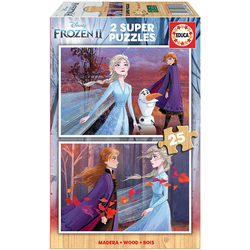 Lesene puzzle za otroke Frozen Educa 2*25 delčkov do 4 leta