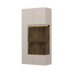 JELA VISEĆA KOMODA VK62-2KS/S45 - kolekcija Sky 45 - Tobacco hrast/Kašmir mat lak - 62x125x30 cm