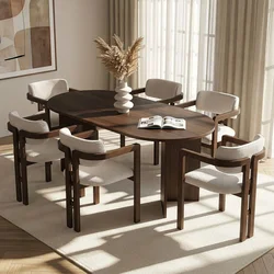 HANAH HOME Set Trpezarijski sto i 6 stolica Meridia 6 Milano Walnut Dark Walnut White